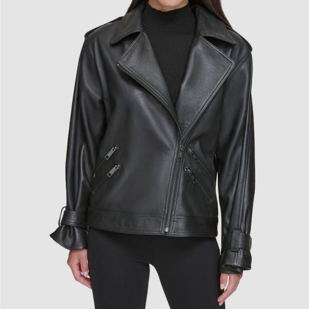 Dkny Leather Motto Jacket